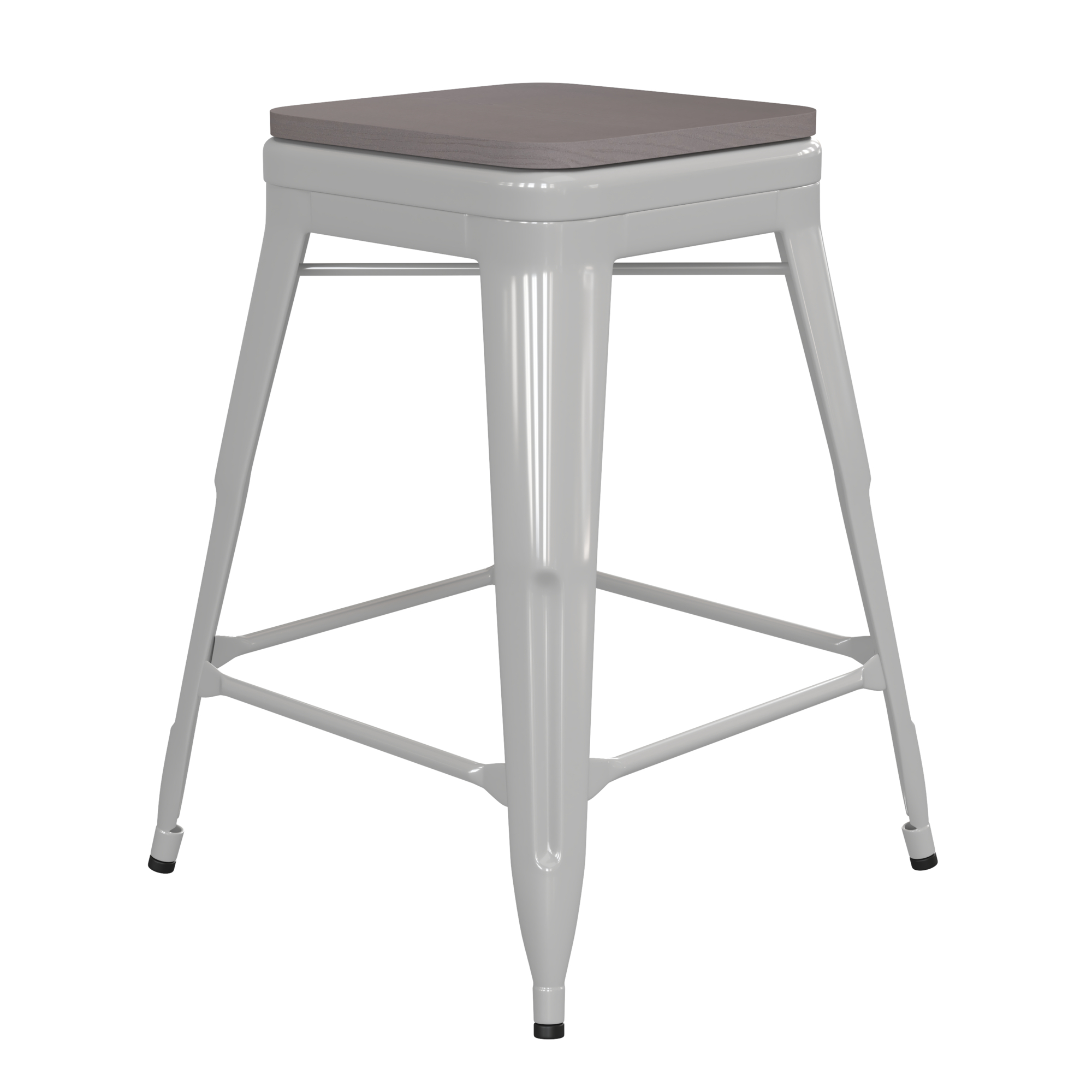 Flash Furniture, 24in. White Metal Stool-Gray Poly Seat, Included (qty.) 1 Model# CH3132024WHPL2G
